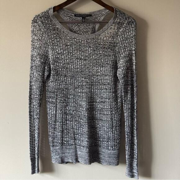 WHITE HOUSE BLACK MARKET OPEN KNIT RACERBACK SWEATER GRAY MARL SIZE SMALL - Picture 1 of 6